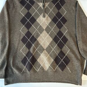 Jos. A. Bank‎ Brown Argyle 1/4 Zip-Up Sweater